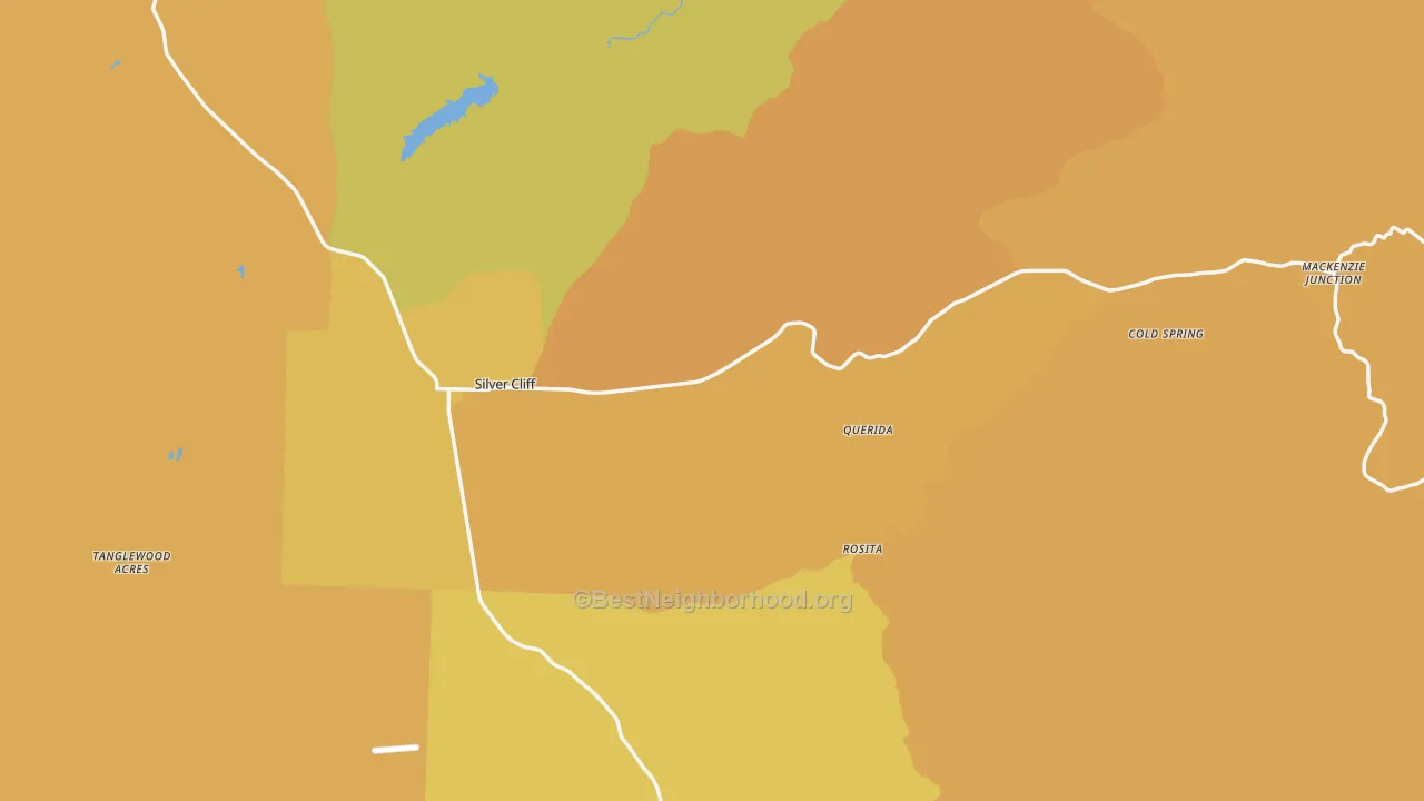 Map of the best neighborhoods in the Custer County area, with better matches in green and worse matches in red