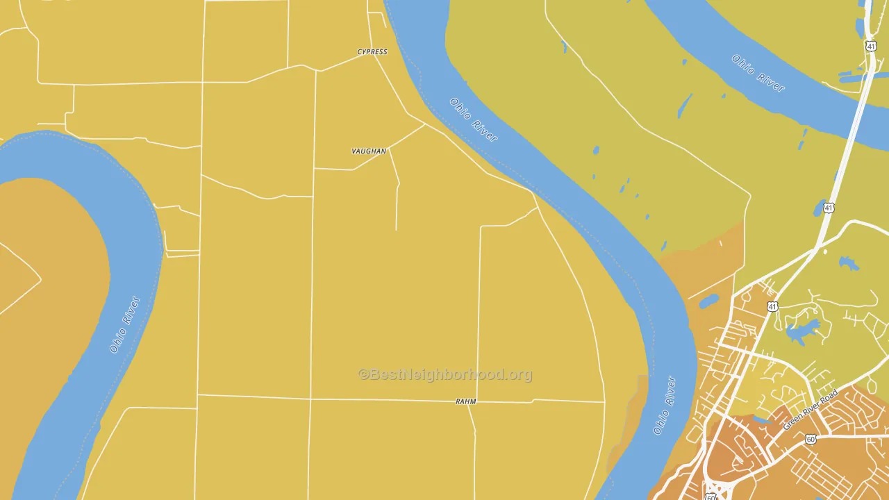 Map of the best neighborhoods in the Cypress area, with better matches in green and worse matches in red