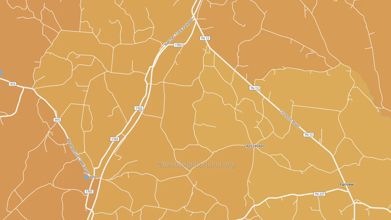 Map of the best neighborhoods in the Cypress Inn area, with better matches in green and worse matches in red