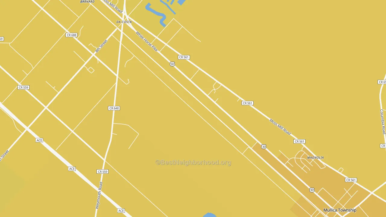 Map of the best neighborhoods in the Da Costa area, with better matches in green and worse matches in red