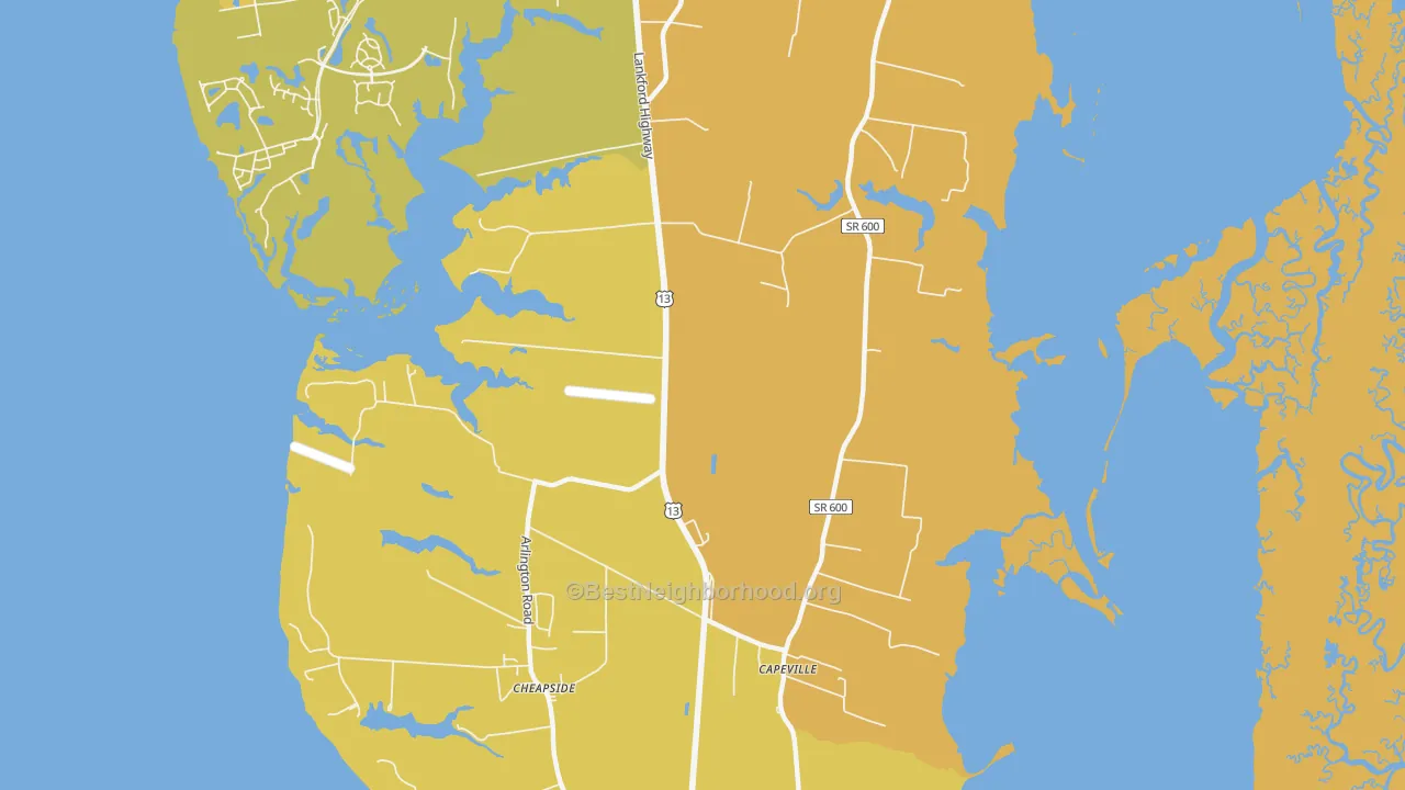 Map of the best neighborhoods in the Dalbys area, with better matches in green and worse matches in red
