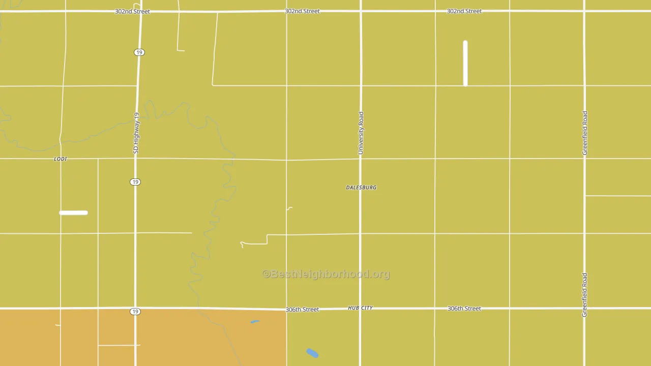 Map of the best neighborhoods in the Dalesburg area, with better matches in green and worse matches in red