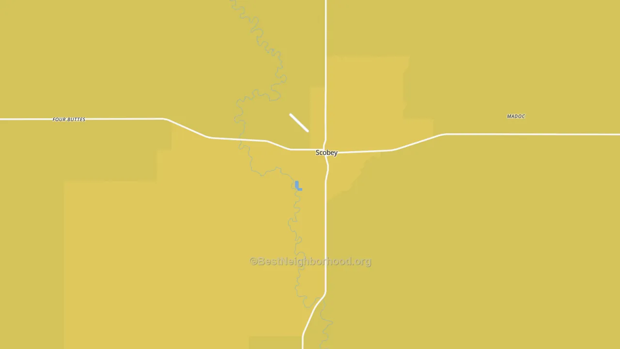 Map of the best neighborhoods in the Daniels County area, with better matches in green and worse matches in red