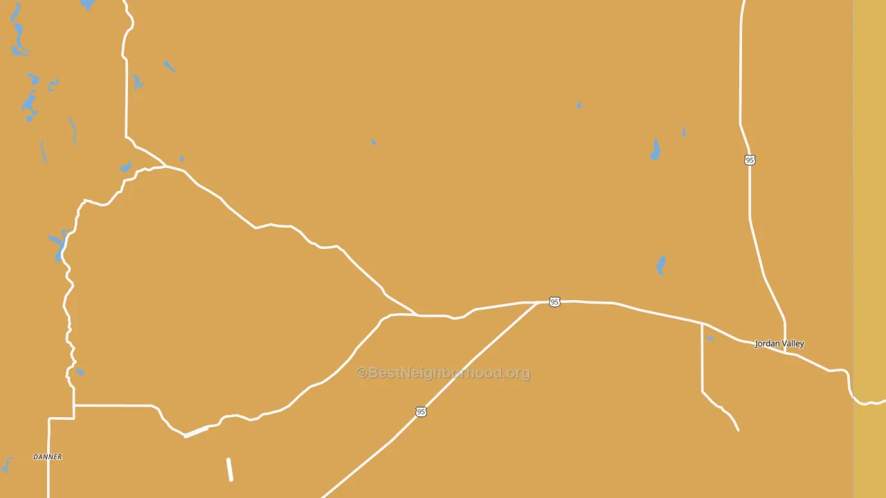 Map of the best neighborhoods in the Danner area, with better matches in green and worse matches in red