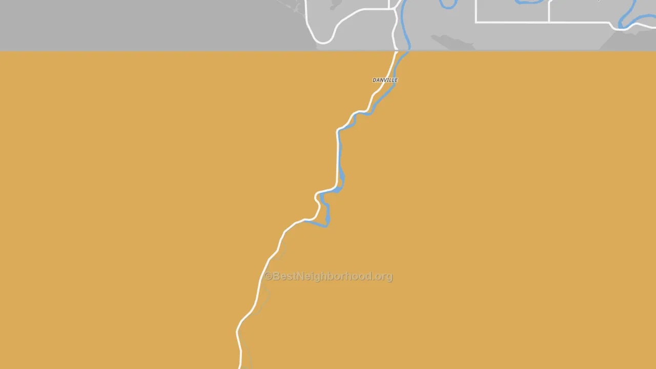 Map of the best neighborhoods in the Danville area, with better matches in green and worse matches in red