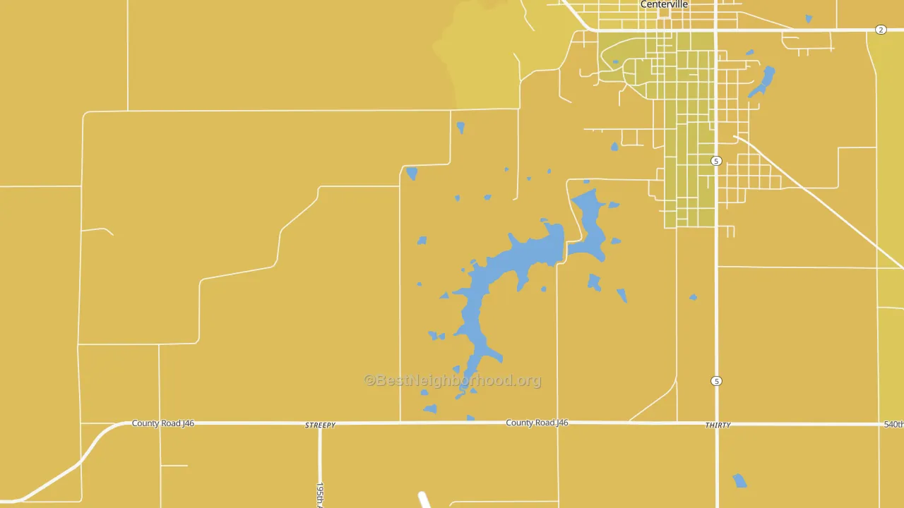 Map of the best neighborhoods in the Darbyville area, with better matches in green and worse matches in red