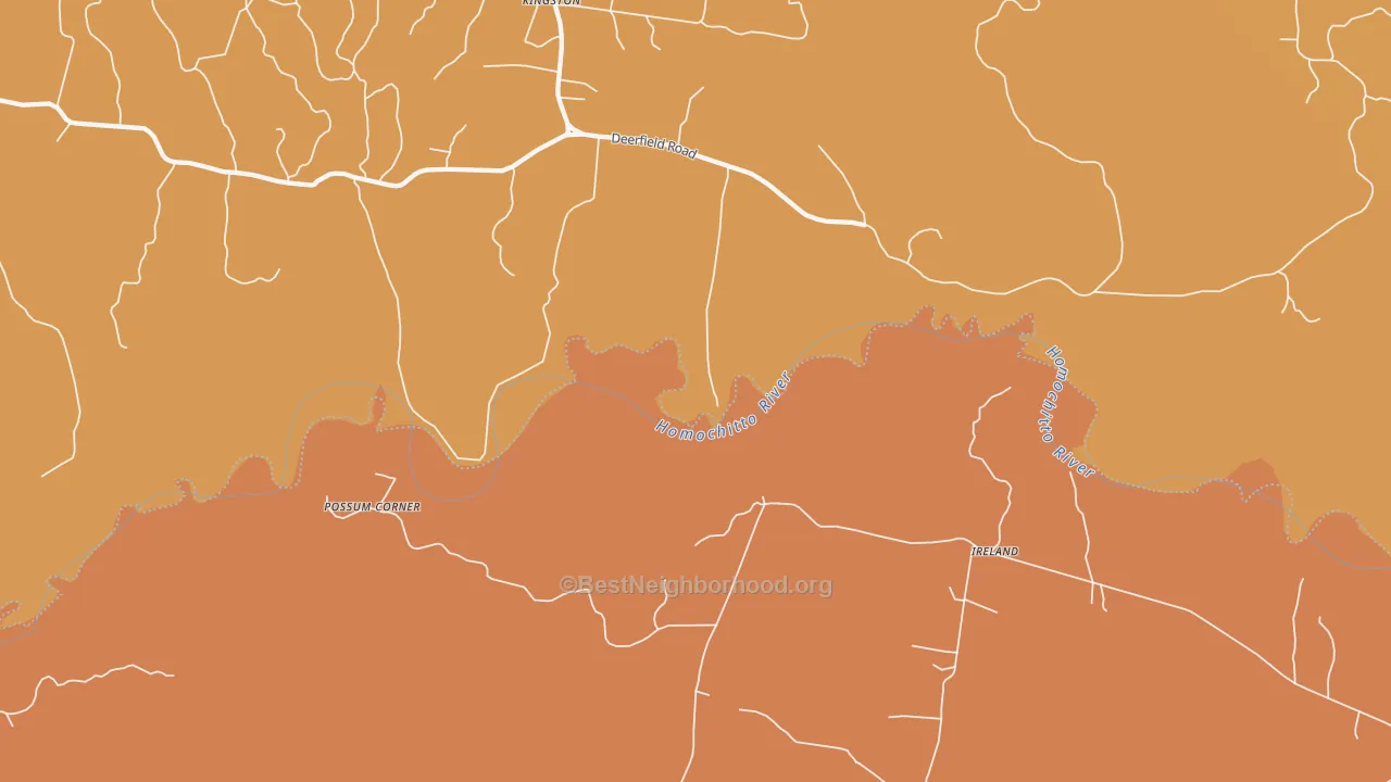 Map of the best neighborhoods in the Darrington area, with better matches in green and worse matches in red