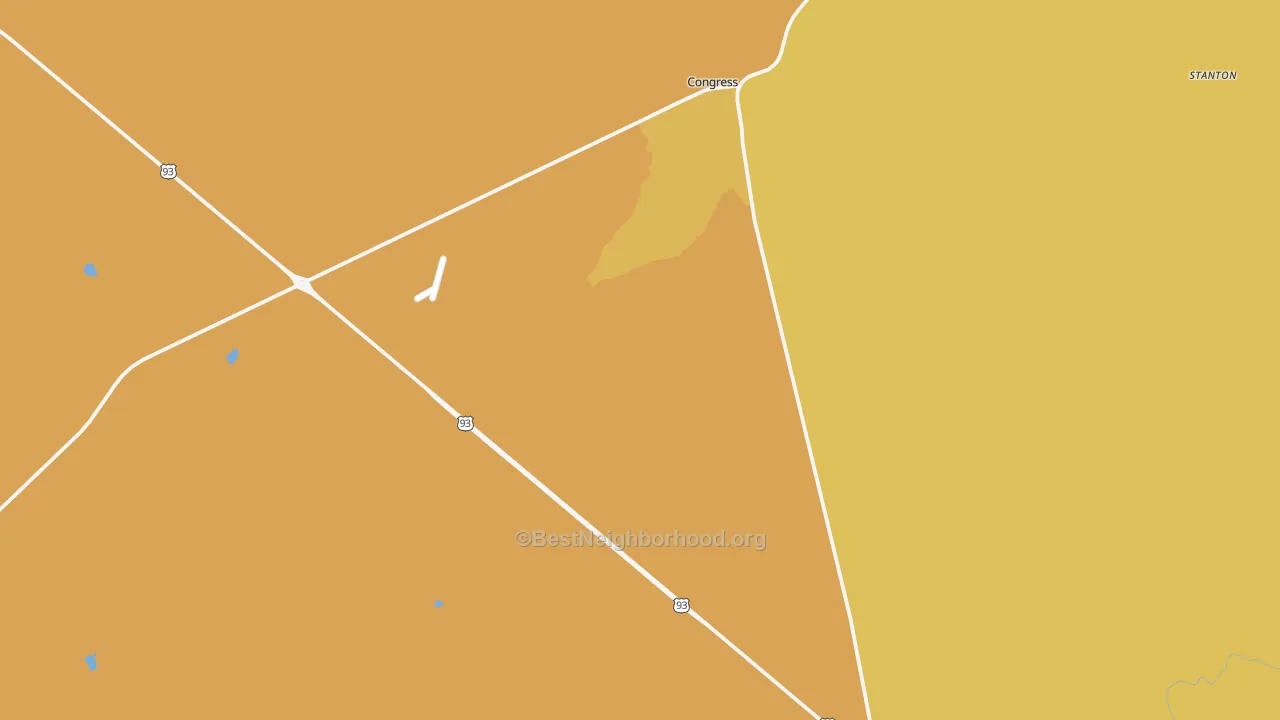 Map of the best neighborhoods in the Date area, with better matches in green and worse matches in red