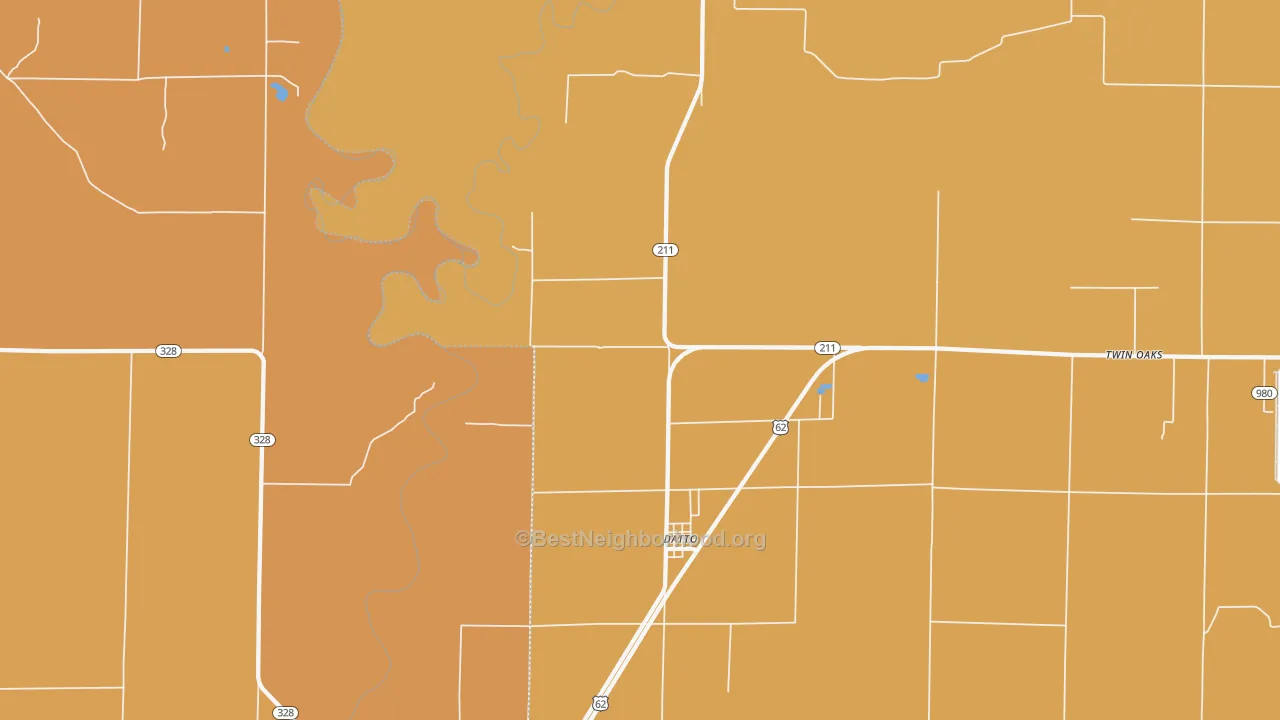 Map of the best neighborhoods in the Datto area, with better matches in green and worse matches in red