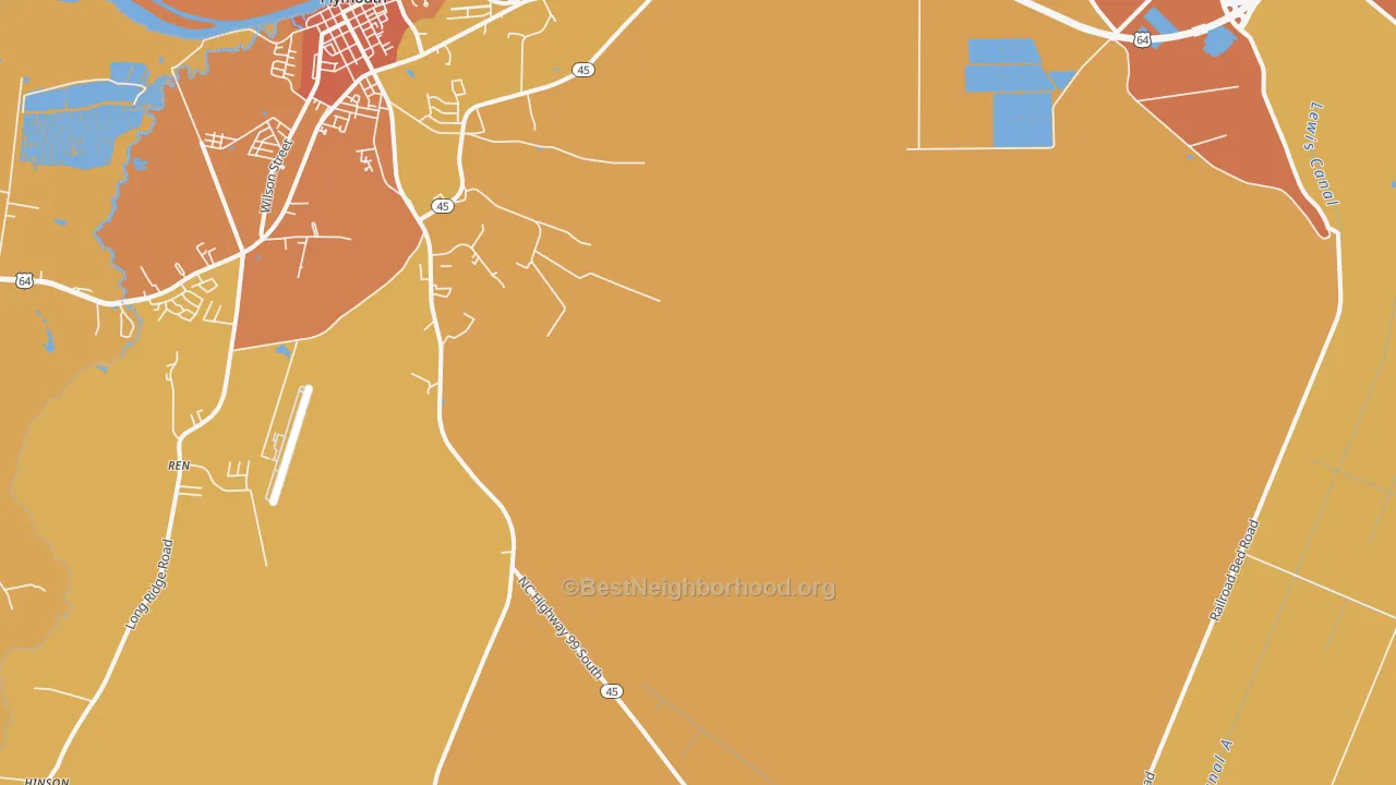 Map of the best neighborhoods in the Davenport Forks area, with better matches in green and worse matches in red