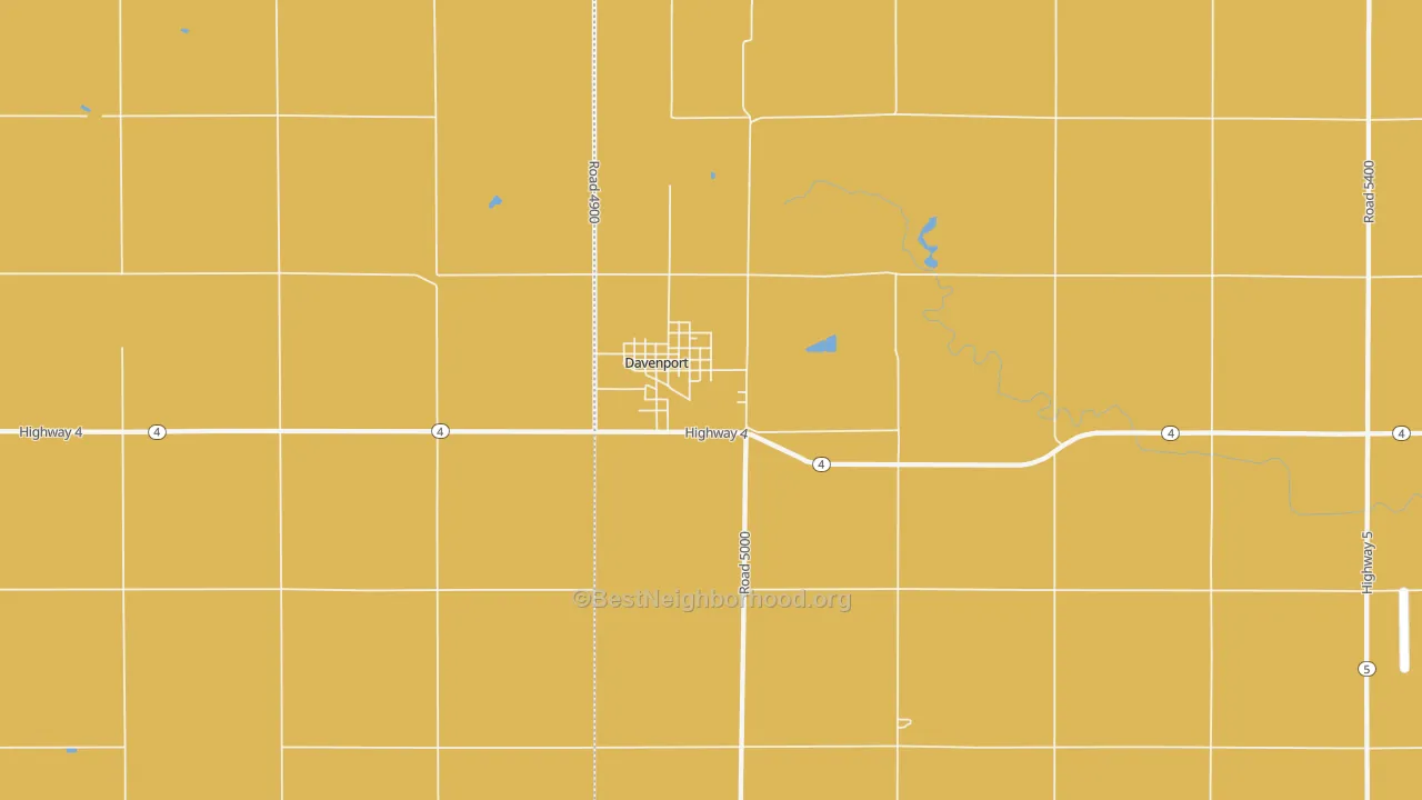 Map of the best neighborhoods in the Davenport area, with better matches in green and worse matches in red