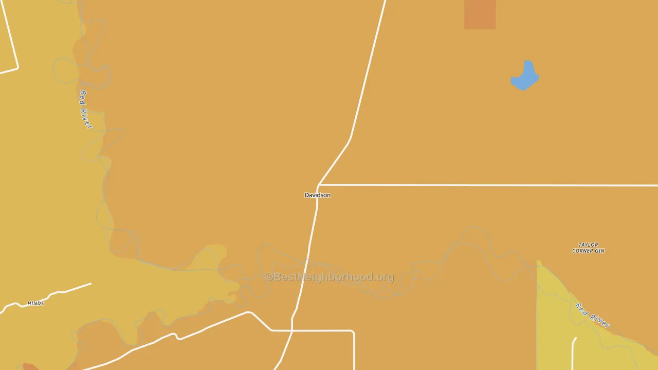 Map of the best neighborhoods in the Davidson area, with better matches in green and worse matches in red