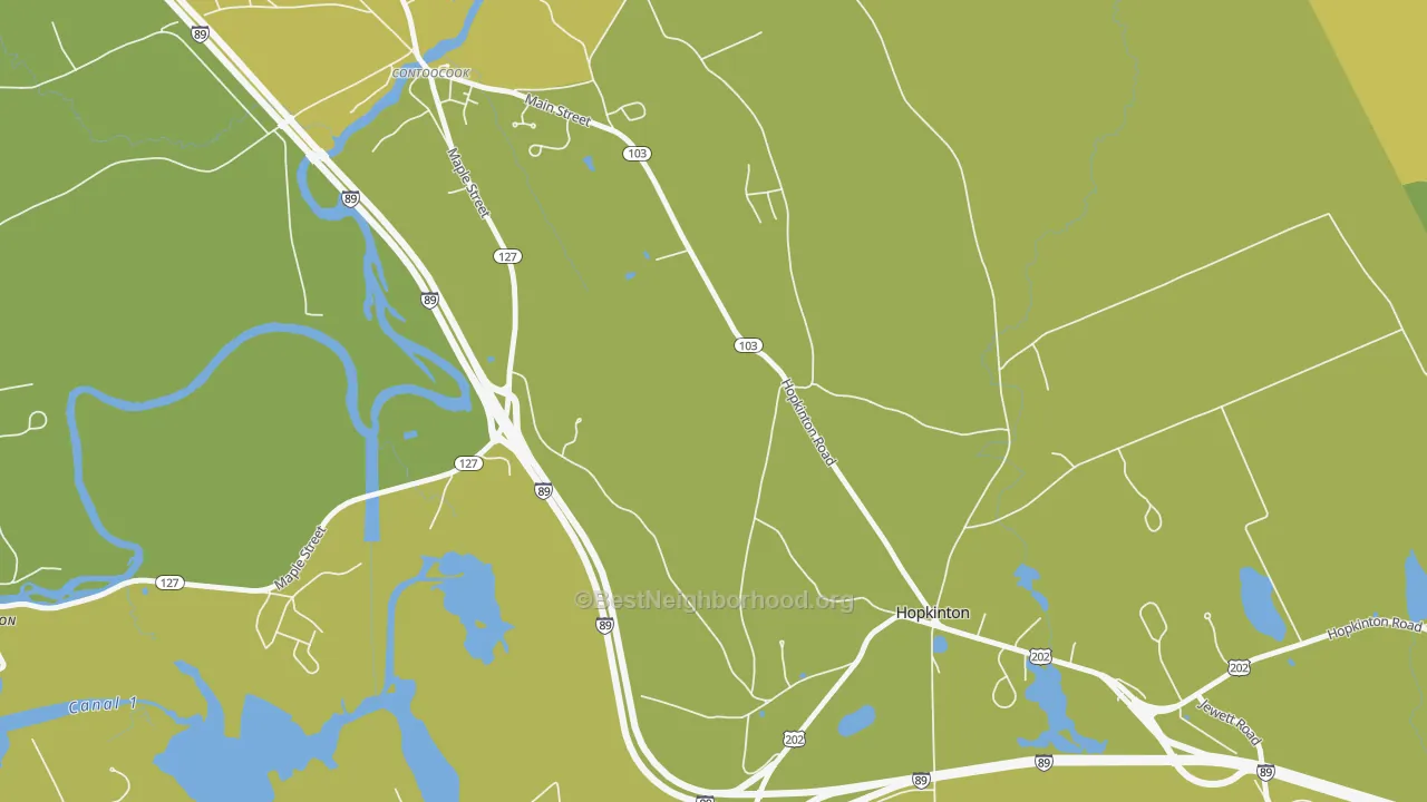 Map of the best neighborhoods in the Davisville area, with better matches in green and worse matches in red