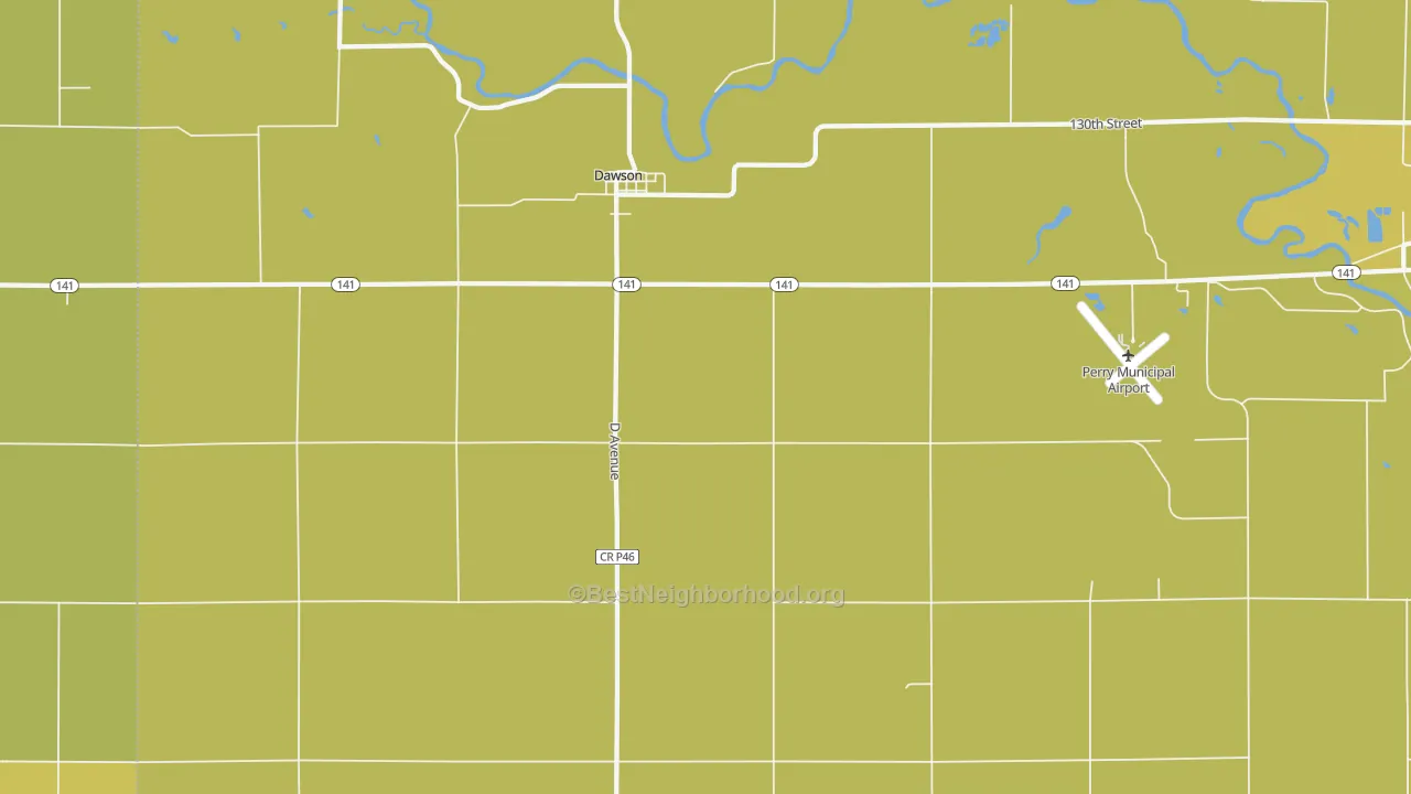 Map of the best neighborhoods in the Dawson area, with better matches in green and worse matches in red