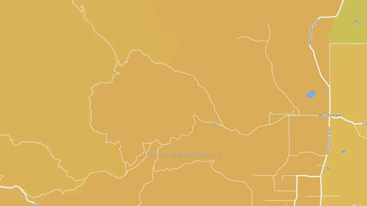 Map of the best neighborhoods in the Dawson area, with better matches in green and worse matches in red