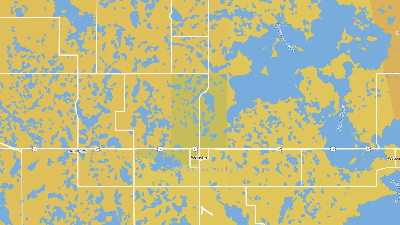 Map of the best neighborhoods in the Day County area, with better matches in green and worse matches in red
