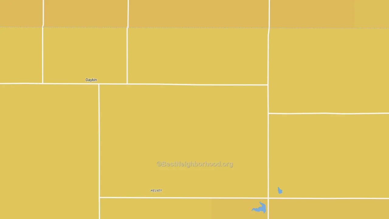 Map of the best neighborhoods in the Daykin area, with better matches in green and worse matches in red
