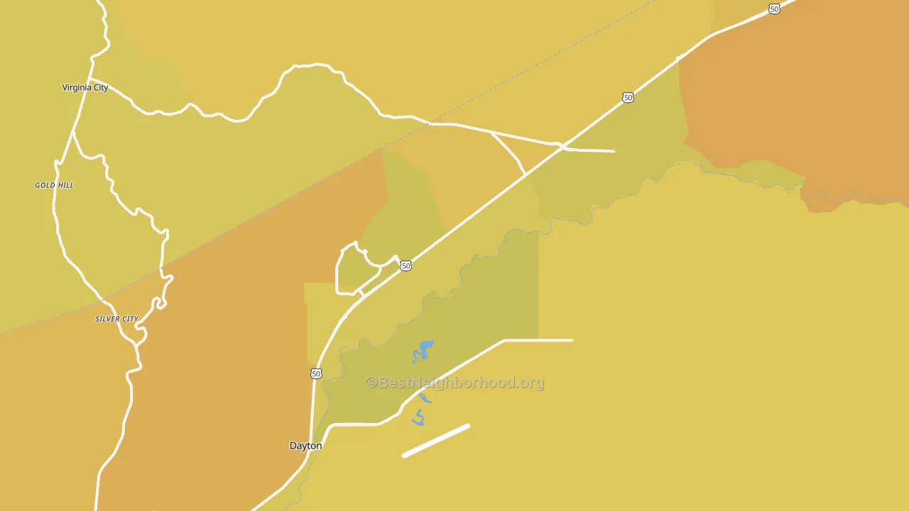 Map of the best neighborhoods in the Dayton area, with better matches in green and worse matches in red