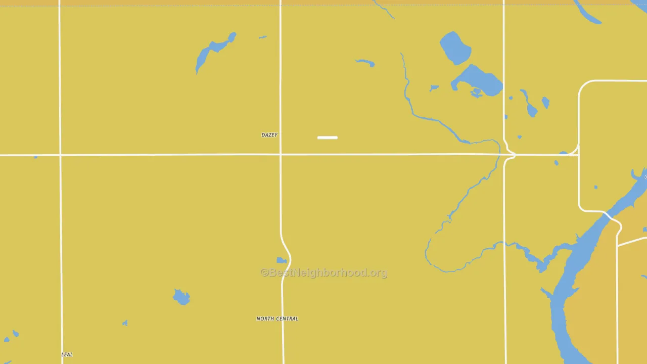 Map of the best neighborhoods in the Dazey area, with better matches in green and worse matches in red