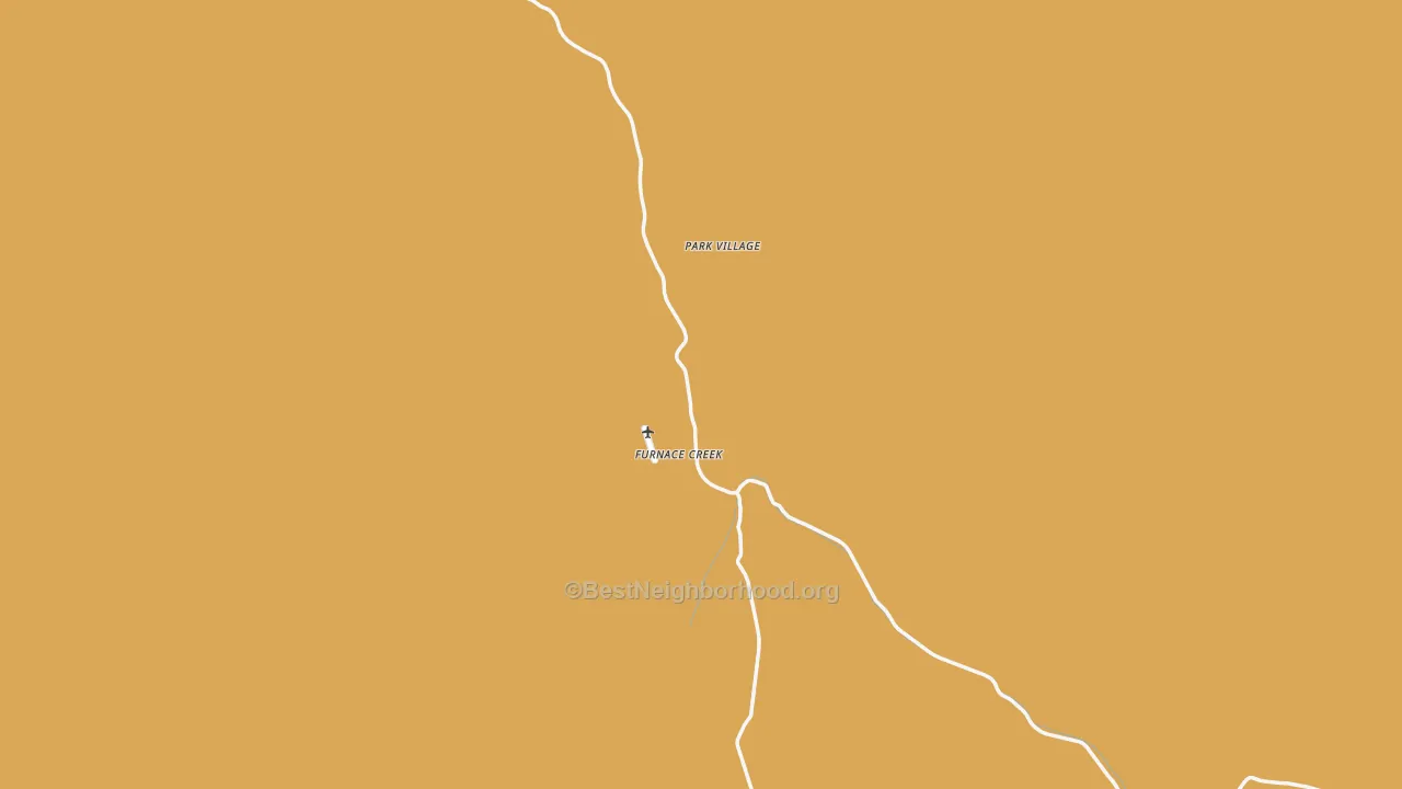 Map of the best neighborhoods in the Death Valley area, with better matches in green and worse matches in red