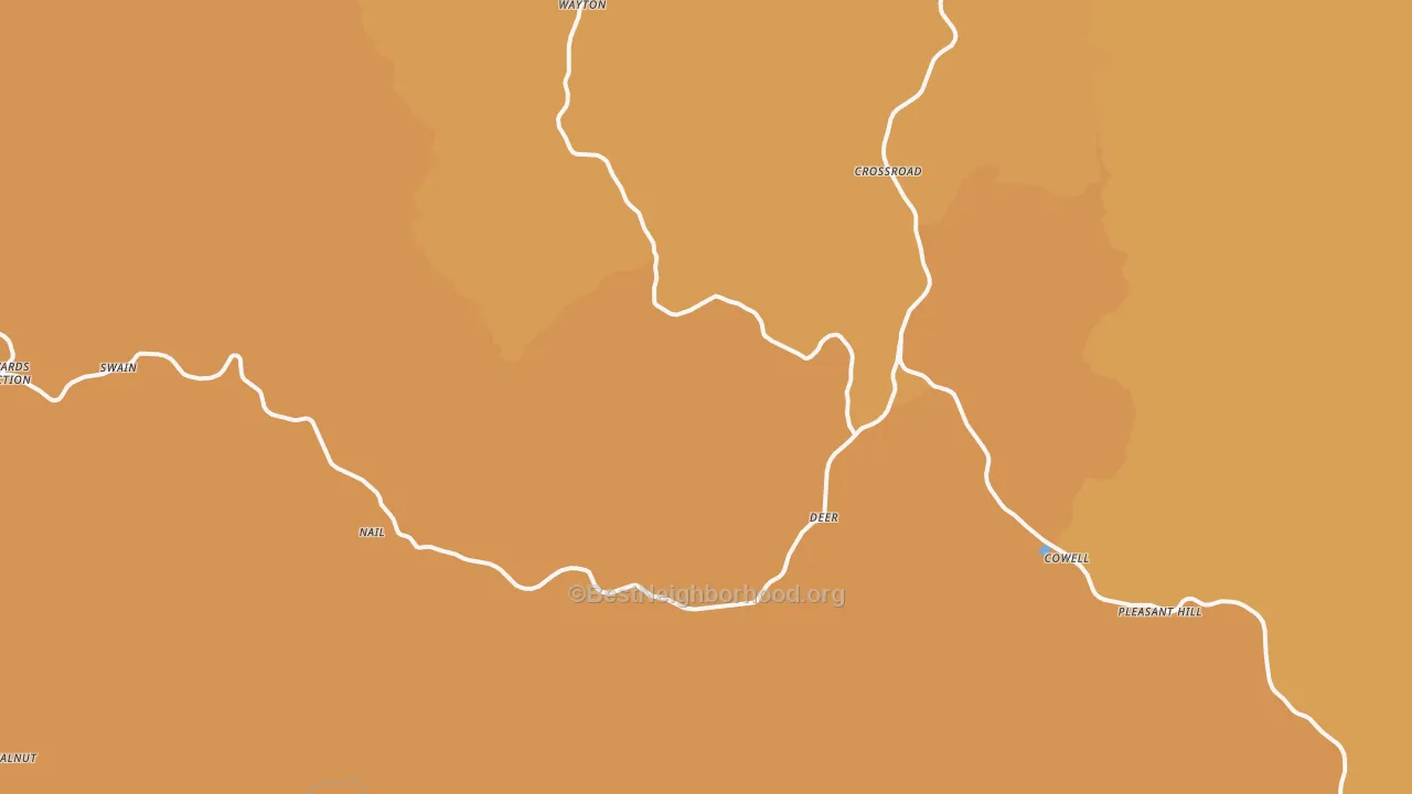 Map of the best neighborhoods in the Deer area, with better matches in green and worse matches in red