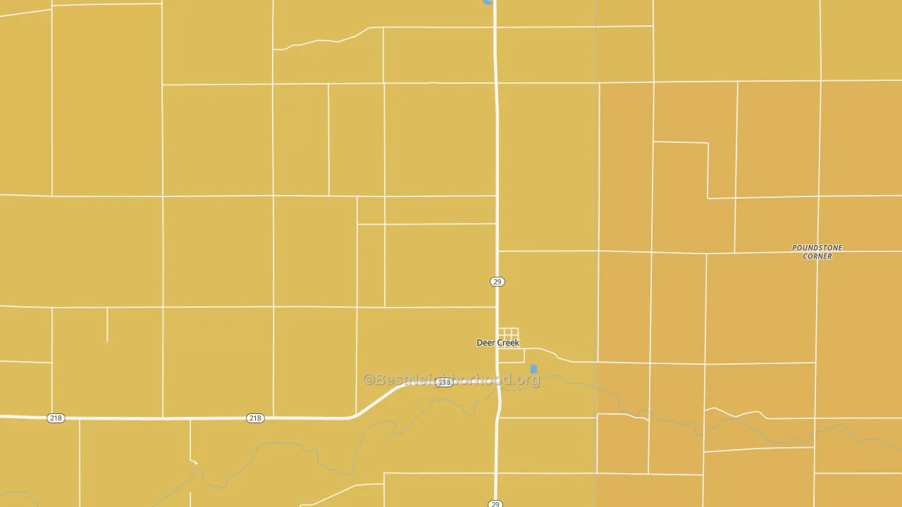 Map of the best neighborhoods in the Deer Creek area, with better matches in green and worse matches in red