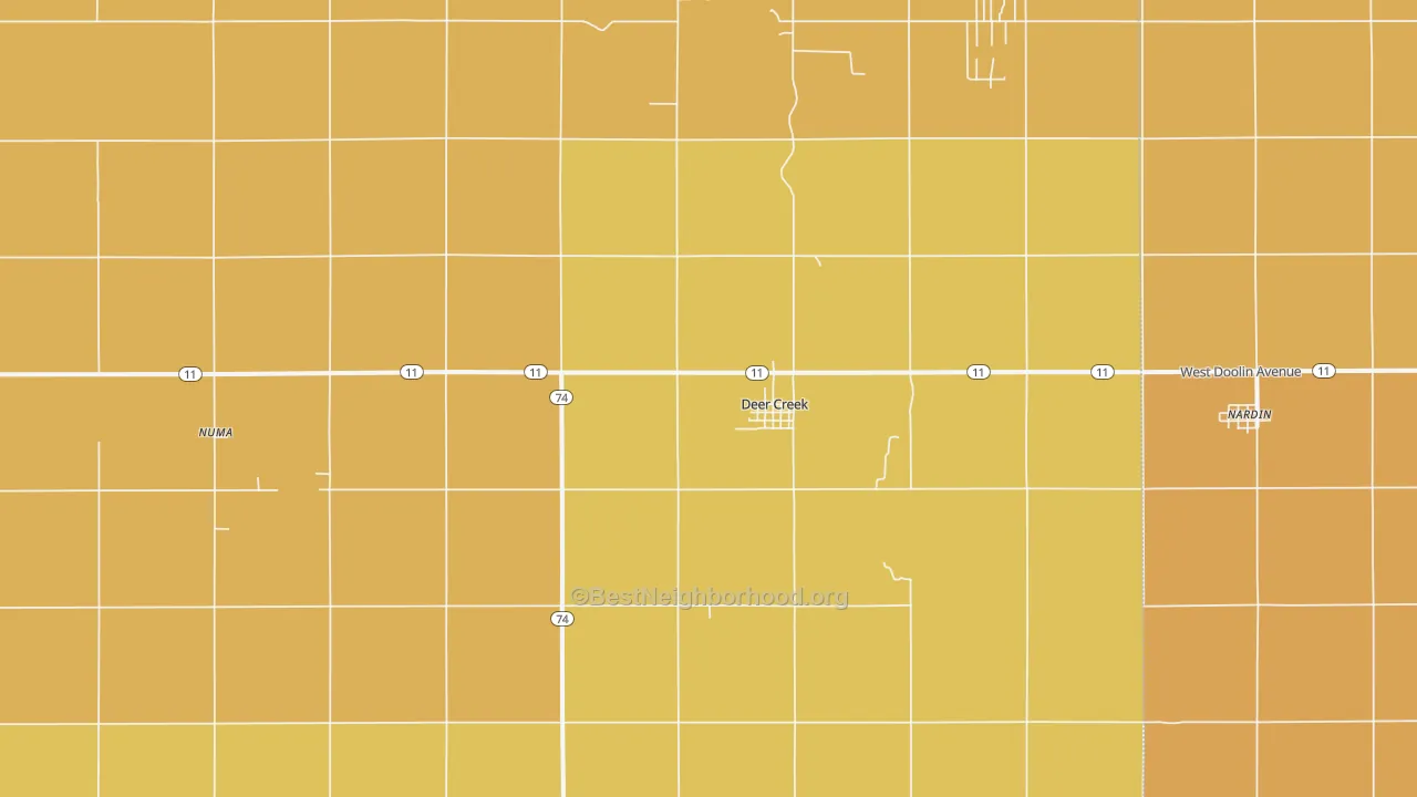 Map of the best neighborhoods in the Deer Creek area, with better matches in green and worse matches in red