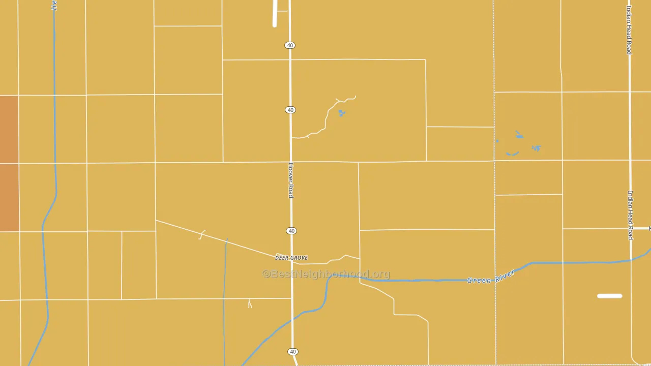 Map of the best neighborhoods in the Deer Grove area, with better matches in green and worse matches in red