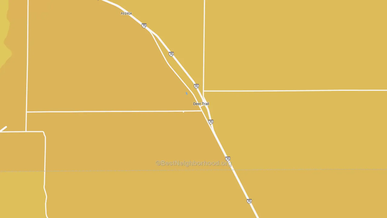 Map of the best neighborhoods in the Deer Trail area, with better matches in green and worse matches in red