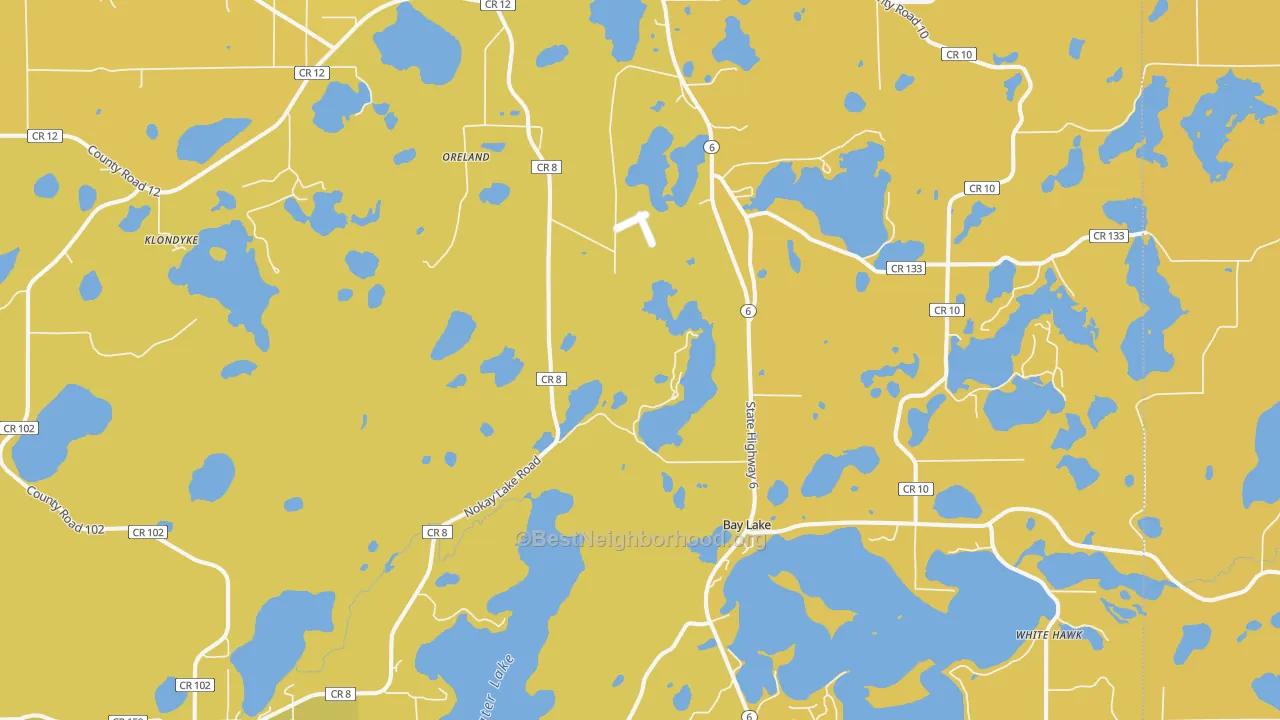 Map of the best neighborhoods in the Deerwood area, with better matches in green and worse matches in red