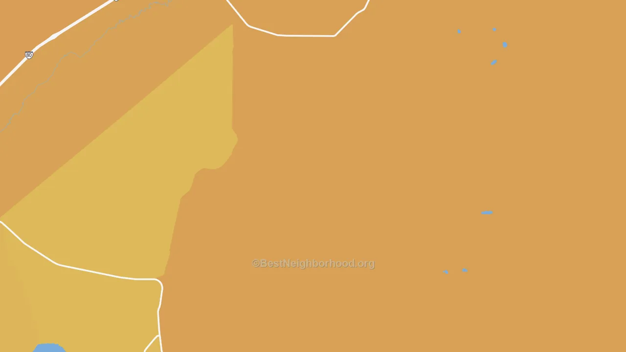 Map of the best neighborhoods in the Deeth area, with better matches in green and worse matches in red