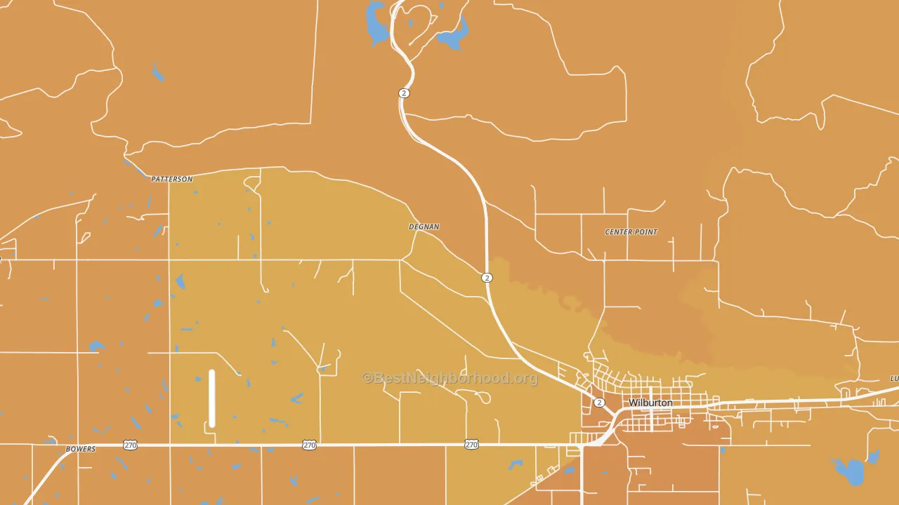 Map of the best neighborhoods in the Degnan area, with better matches in green and worse matches in red