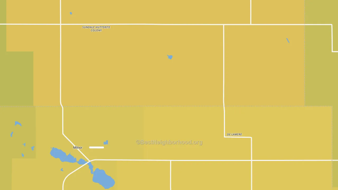 Map of the best neighborhoods in the DeLamere area, with better matches in green and worse matches in red