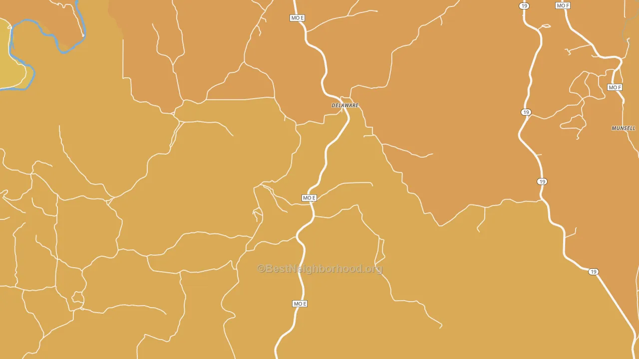 Map of the best neighborhoods in the Delaware area, with better matches in green and worse matches in red