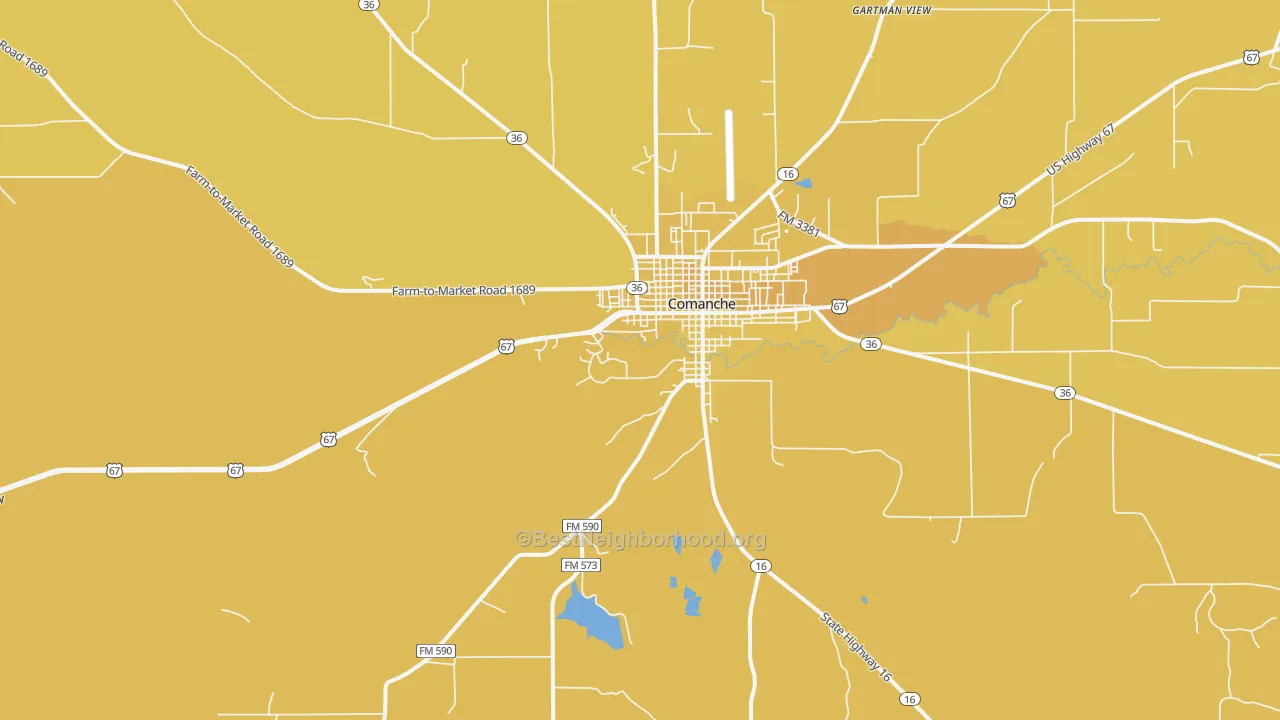Map of the best neighborhoods in the Democrat area, with better matches in green and worse matches in red