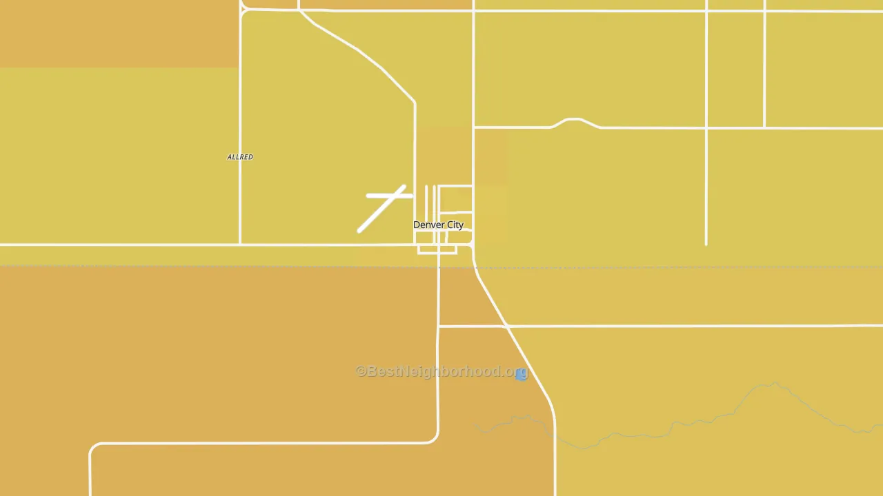 Map of the best neighborhoods in the Denver City area, with better matches in green and worse matches in red