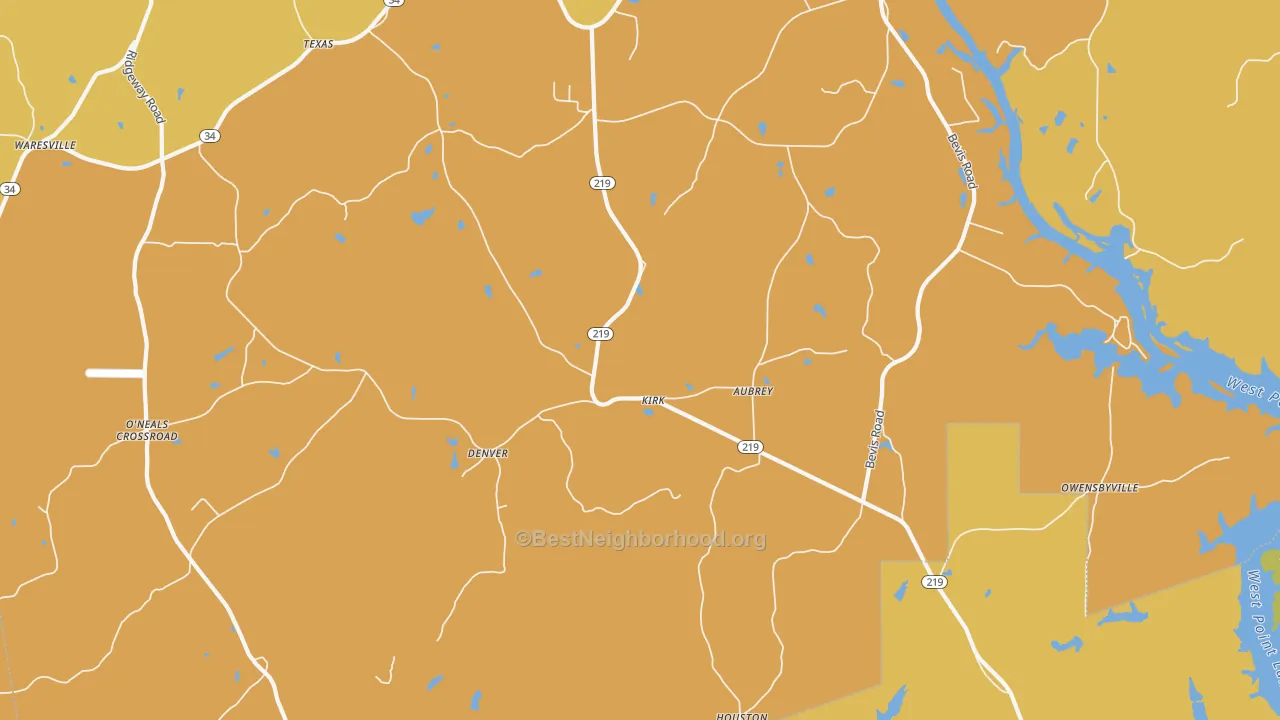 Map of the best neighborhoods in the Denver area, with better matches in green and worse matches in red