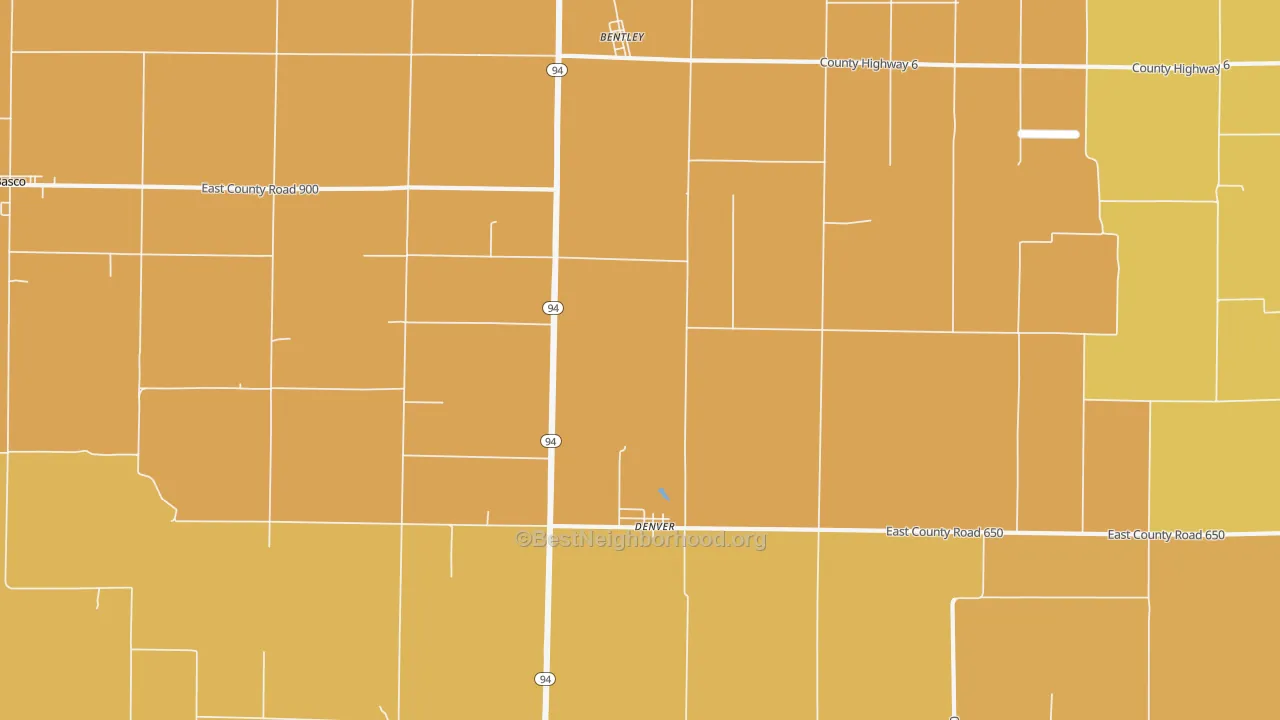 Map of the best neighborhoods in the Denver area, with better matches in green and worse matches in red