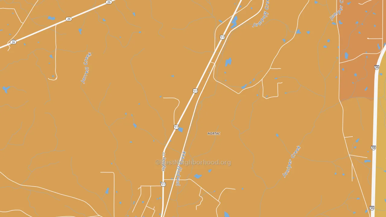 Map of the best neighborhoods in the Derby area, with better matches in green and worse matches in red