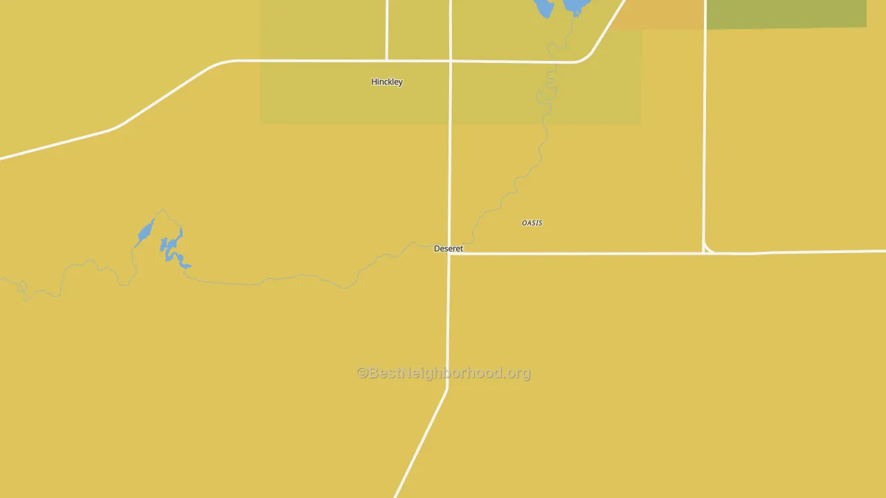 Map of the best neighborhoods in the Deseret area, with better matches in green and worse matches in red