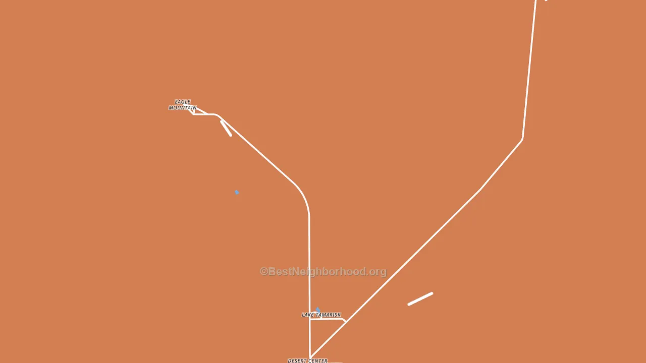 Map of the best neighborhoods in the Desert Center area, with better matches in green and worse matches in red