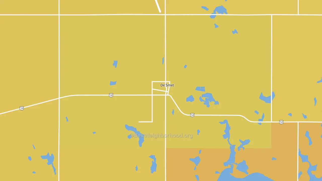 Map of the best neighborhoods in the DeSmet area, with better matches in green and worse matches in red