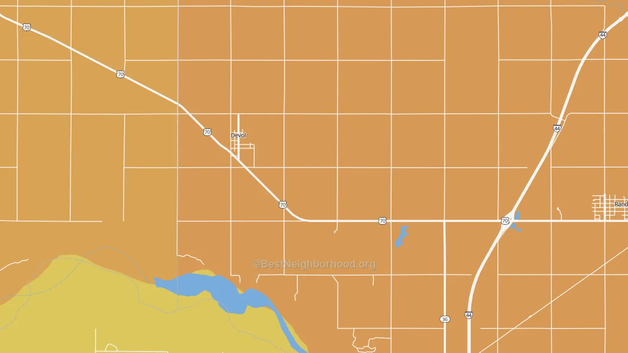 Map of the best neighborhoods in the DeVol area, with better matches in green and worse matches in red