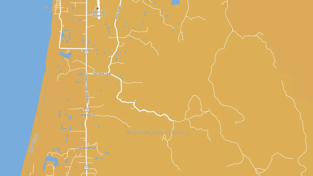 Map of the best neighborhoods in the Dew Valley area, with better matches in green and worse matches in red
