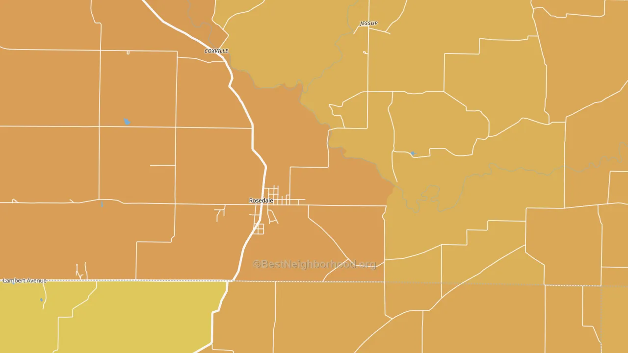 Map of the best neighborhoods in the Diamond area, with better matches in green and worse matches in red