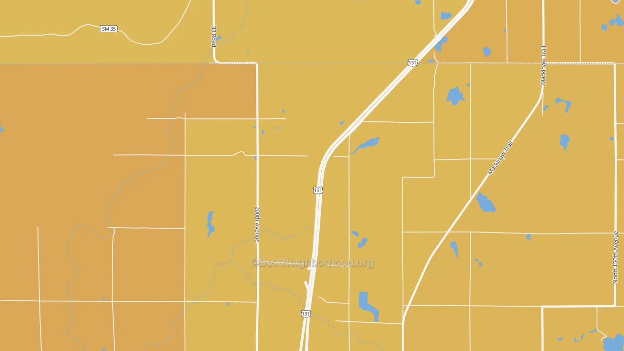 Map of the best neighborhoods in the Dighton area, with better matches in green and worse matches in red