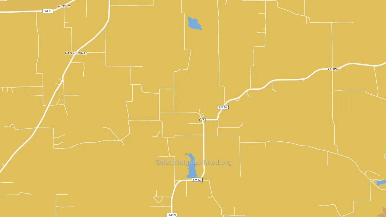 Map of the best neighborhoods in the Dike area, with better matches in green and worse matches in red