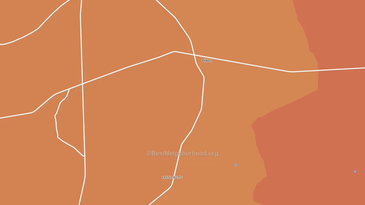 Map of the best neighborhoods in the Dilkon area, with better matches in green and worse matches in red
