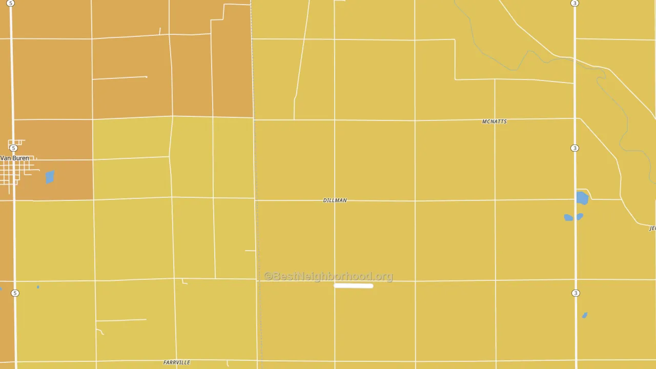 Map of the best neighborhoods in the Dillman area, with better matches in green and worse matches in red