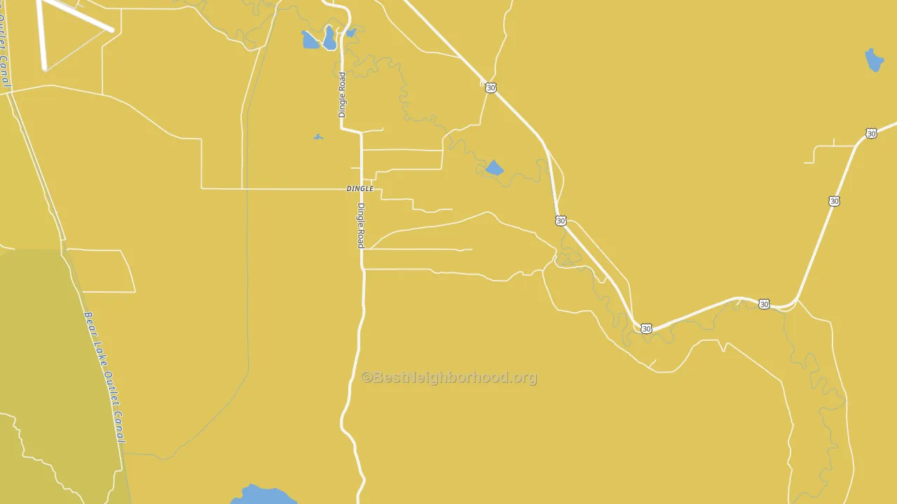 Map of the best neighborhoods in the Dingle area, with better matches in green and worse matches in red